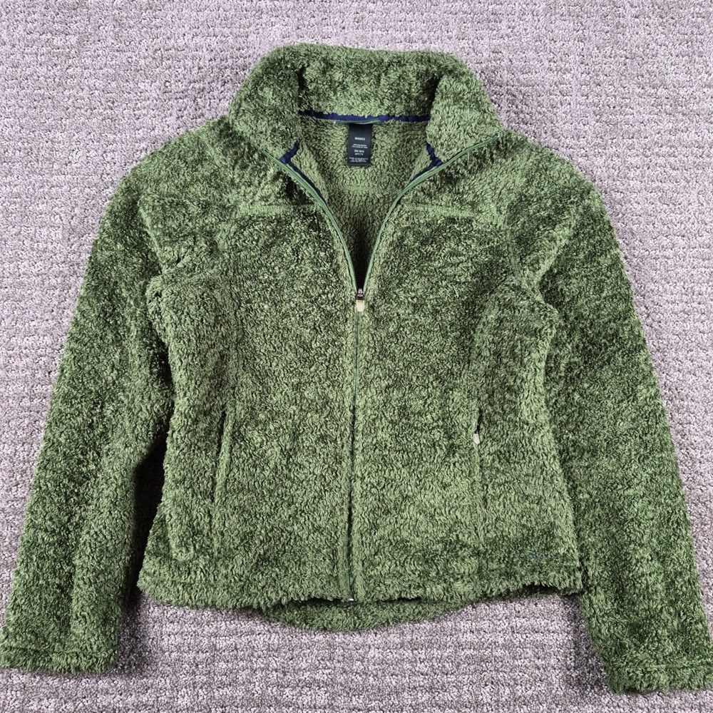LL Bean Jacket Women S Green Hi-Pile Berber Sherpa Fleece Polartec Full-Zip